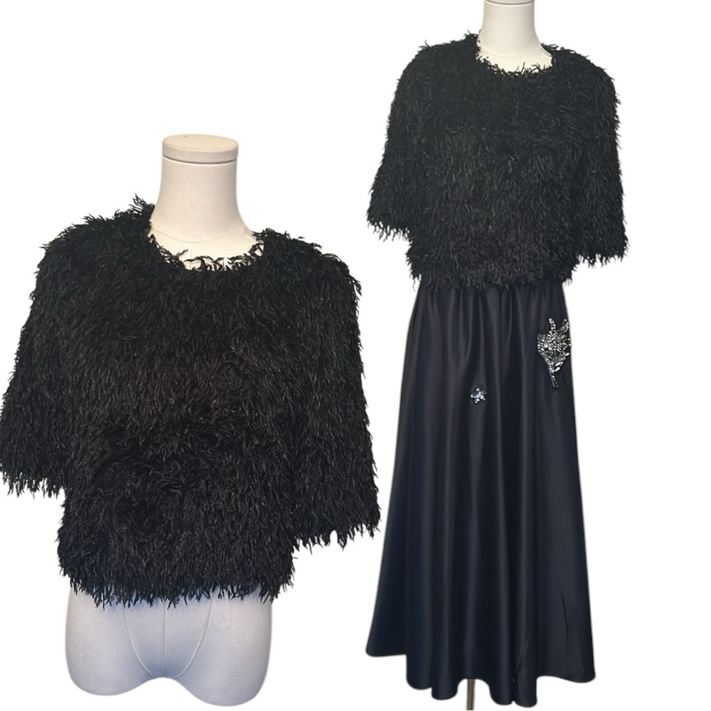 IMPERIAL luxury black fuzzy crop top size medium